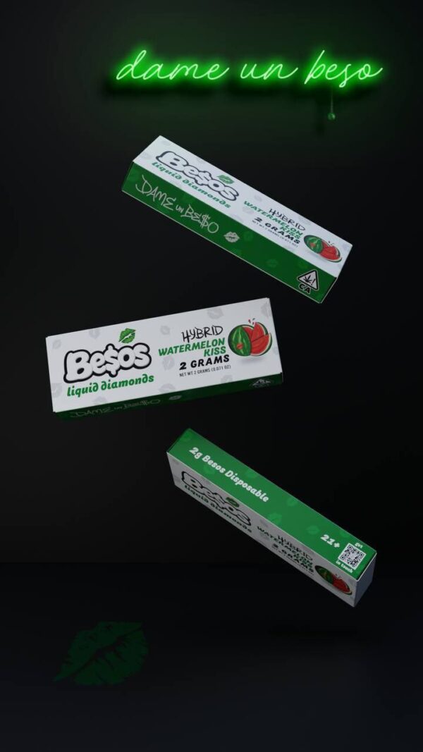 The Besos Watermelon Kiss 2G offers a refreshing, juicy watermelon flavor with a 2-gram capacity, providing a long-lasting, convenient vaping experience.