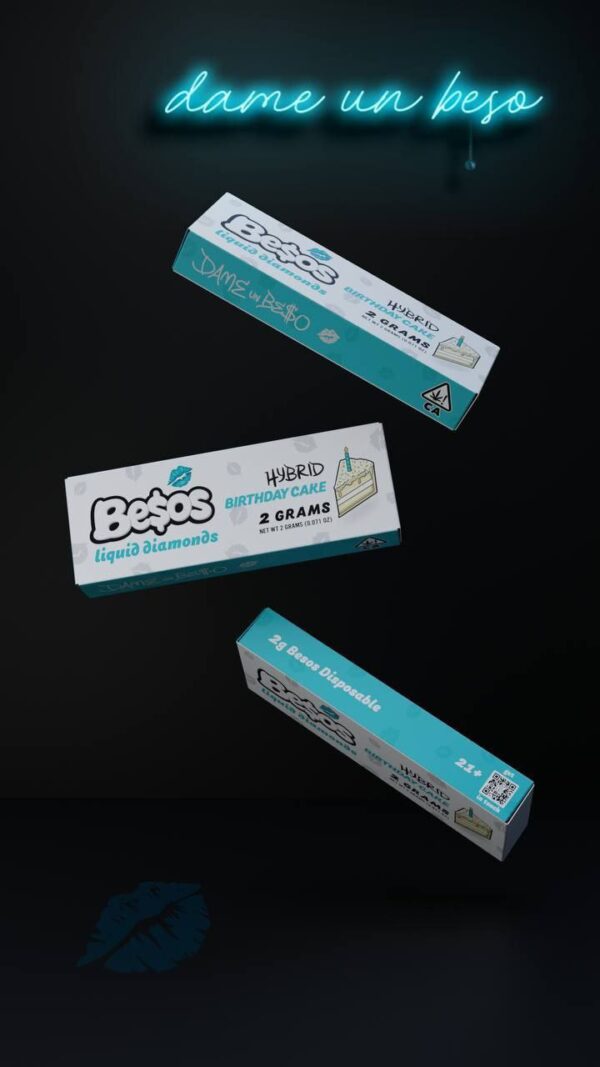 The Besos Birthday Cake 2G Disposable offers a sweet, creamy birthday cake flavor with a 2-gram capacity, providing a long-lasting, enjoyable vape.